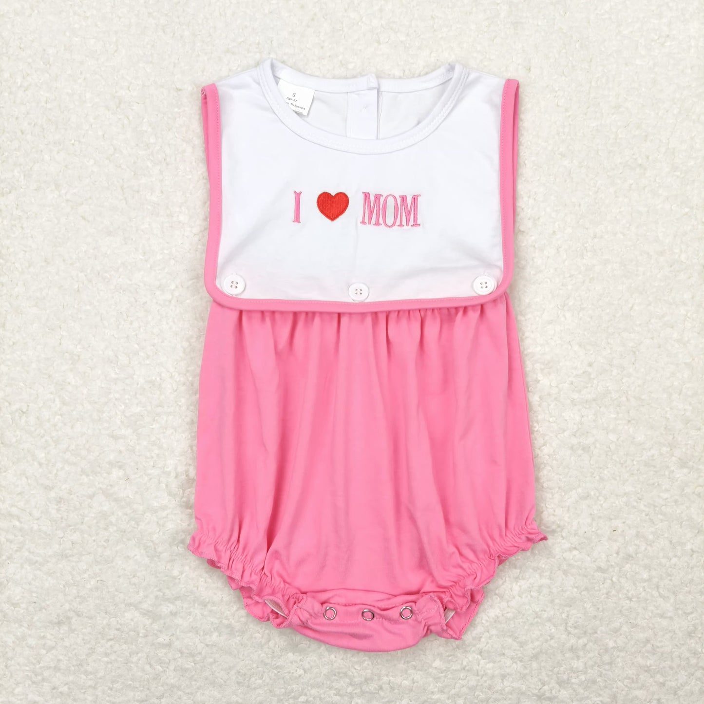 SR1434 Baby Girls Love Mom Rompers Embroidery