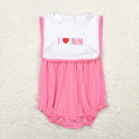 SR1434 Baby Girls Love Mom Rompers Embroidery