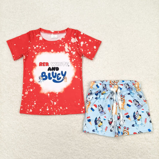 BSSO0516 Boys July 4th Cartoon Dog Outfits