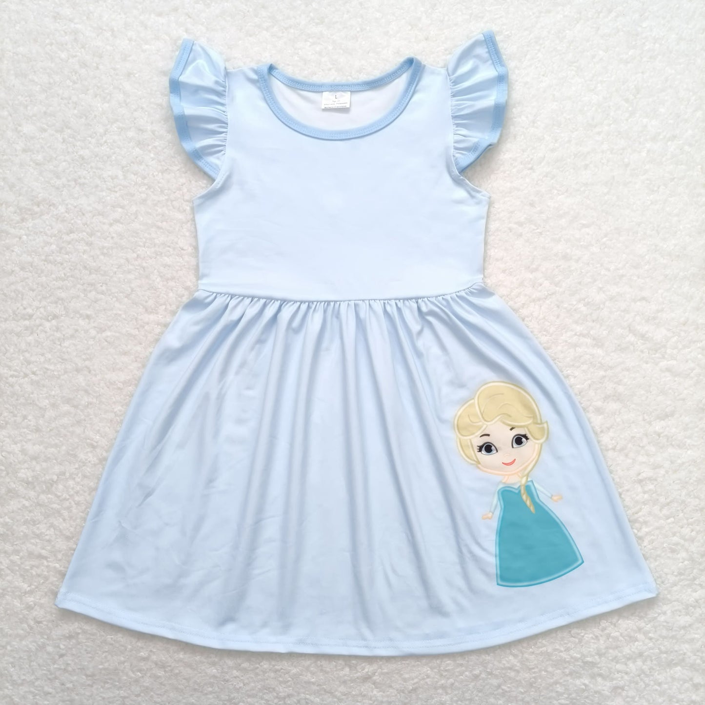 GSD1147 Flutter sleeves aqua princess baby girls dresses