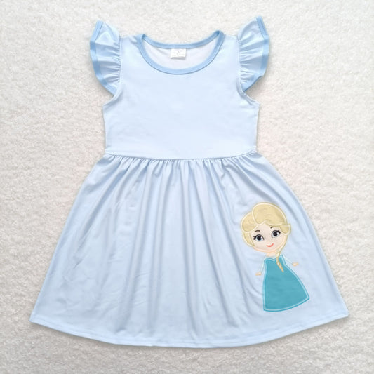 GSD1147 Flutter sleeves aqua princess baby girls dresses