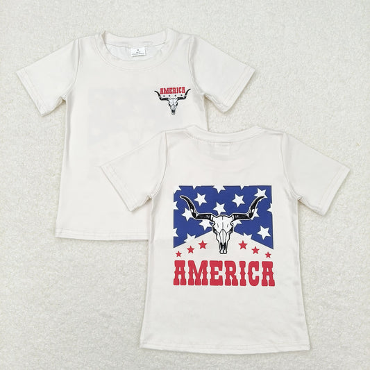 GT0465 Boys American T-shirt Milk silk