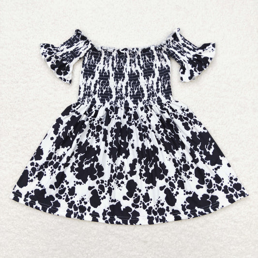 GSD0960 Girls BLACK Cow Dress