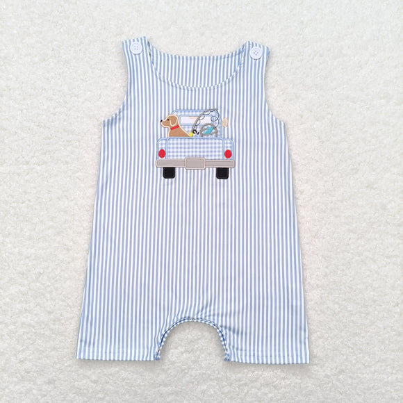 SR1170 Baby Boys fishing Dog Rompers Embroidery