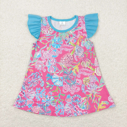 GT0564 Flutter sleeves watercolor shell girls shirt