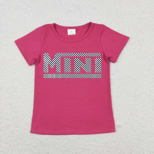 GT0573 Hot pink short sleeves mini mommy and me girls shirt VINYL