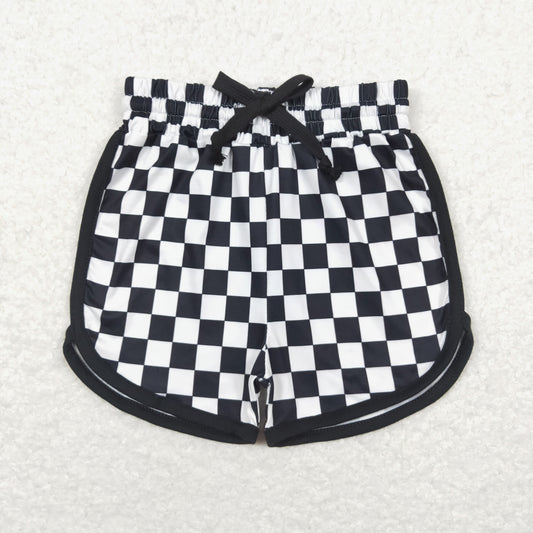 SS0278 Black plaid baby girls summer shorts