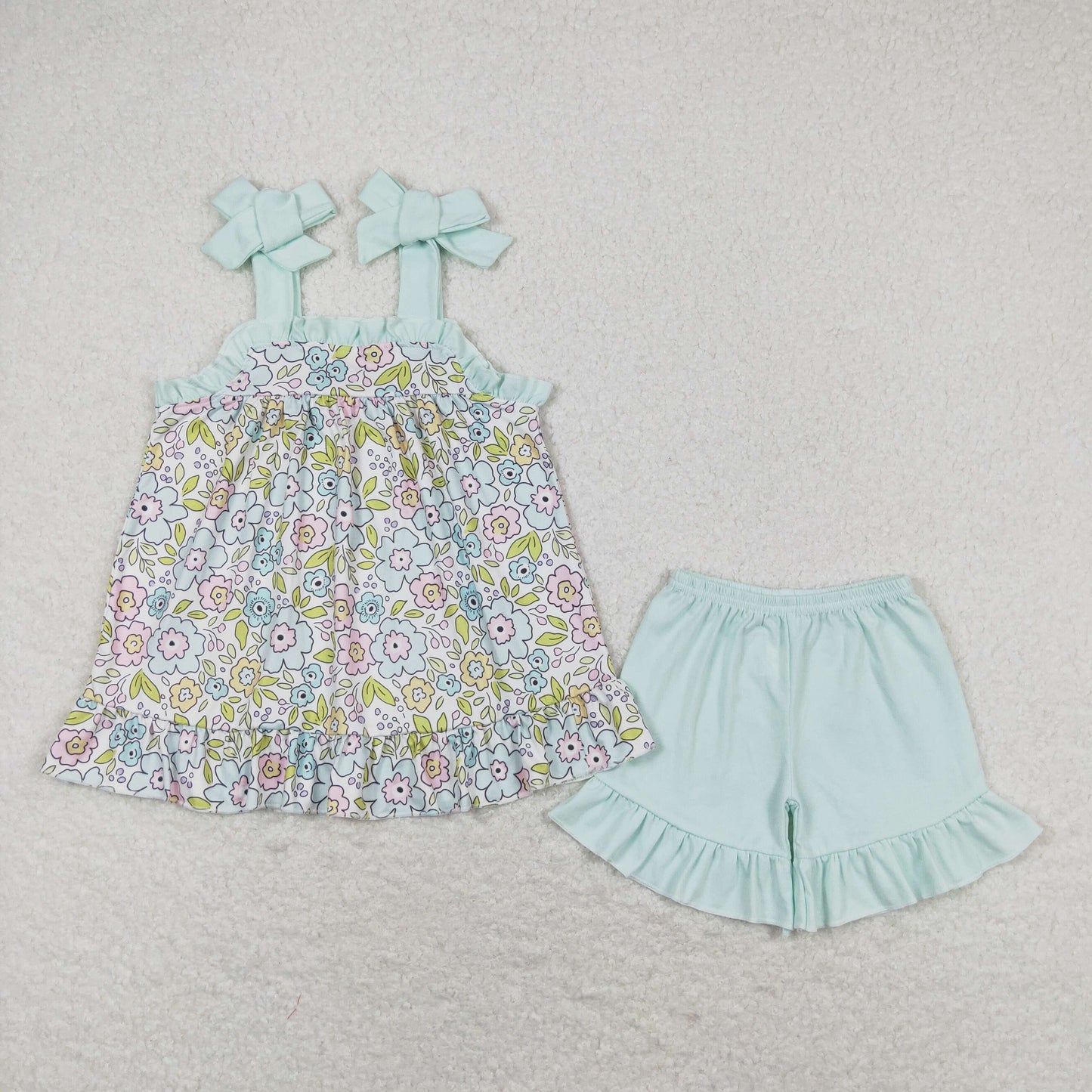 GSSO1018 Girls Mint Floral Outfits