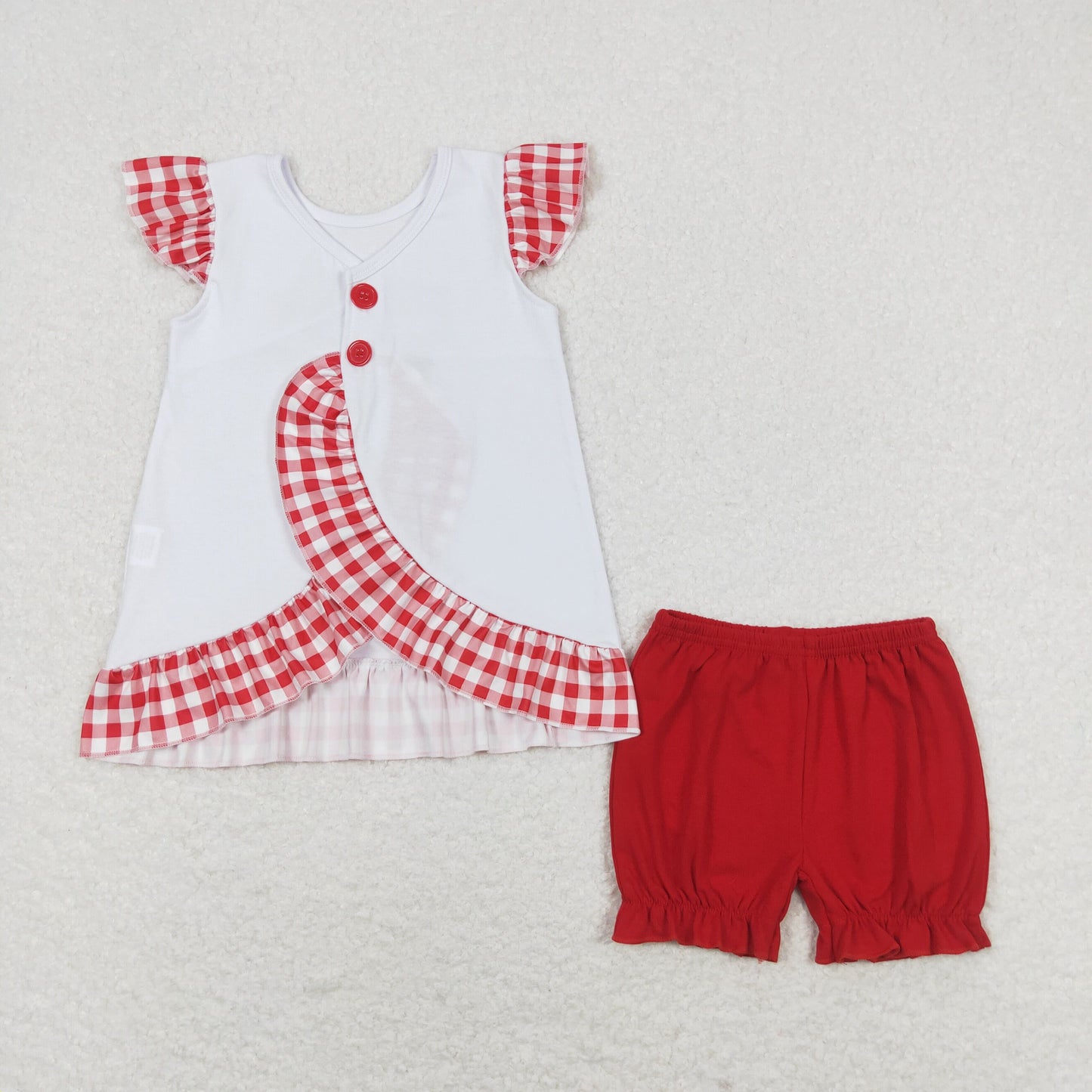 GSSO0662 Girls Red Flag Outfits Embroidery