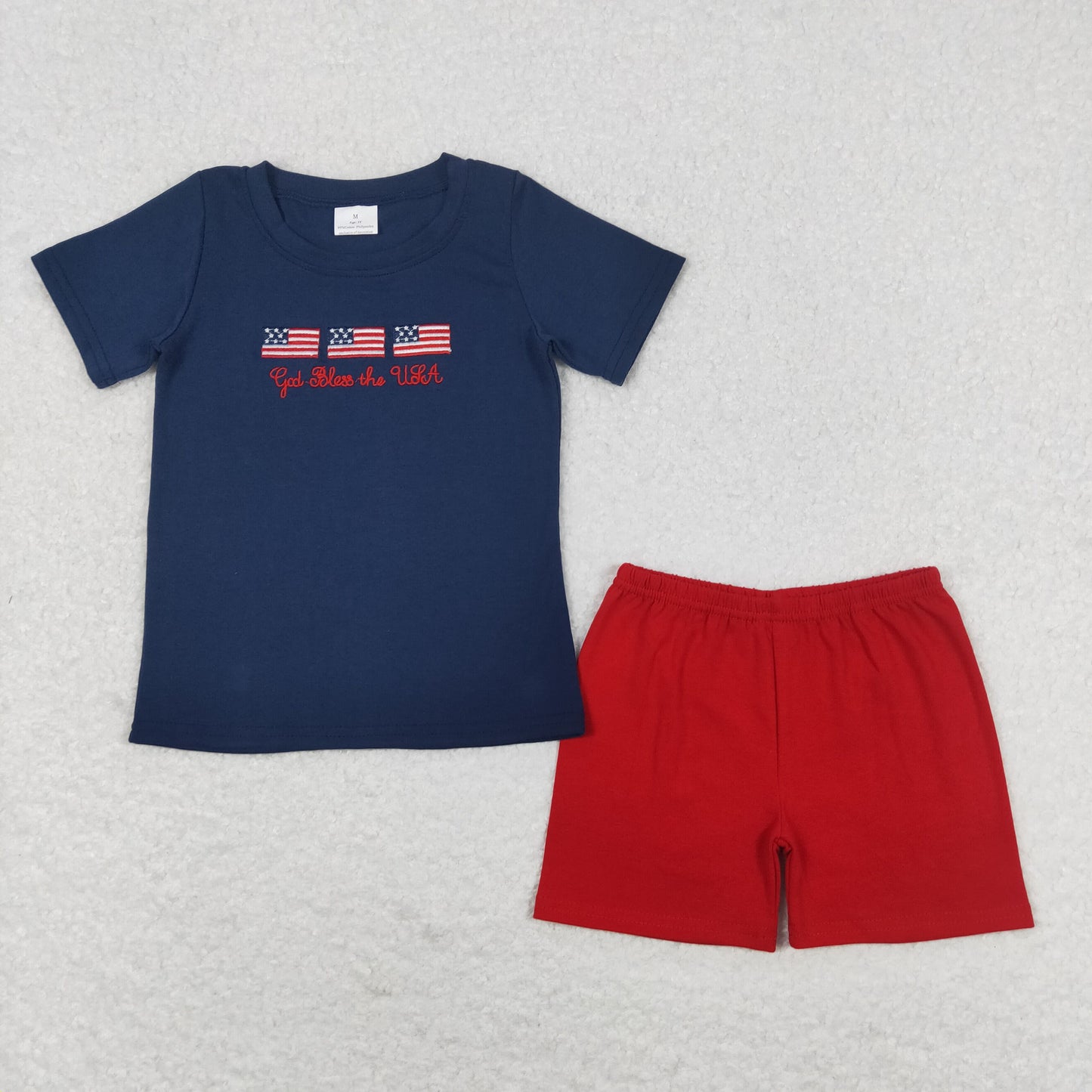 BSSO0713 Boys God bless the USA Outfits Embroidery