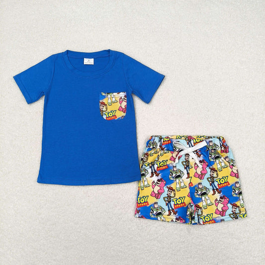 BSSO0813 Boys Cartoon Blue Outfits