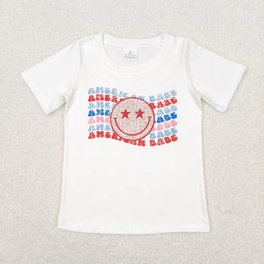 GT0502 Boys American T-shirt Milk silk