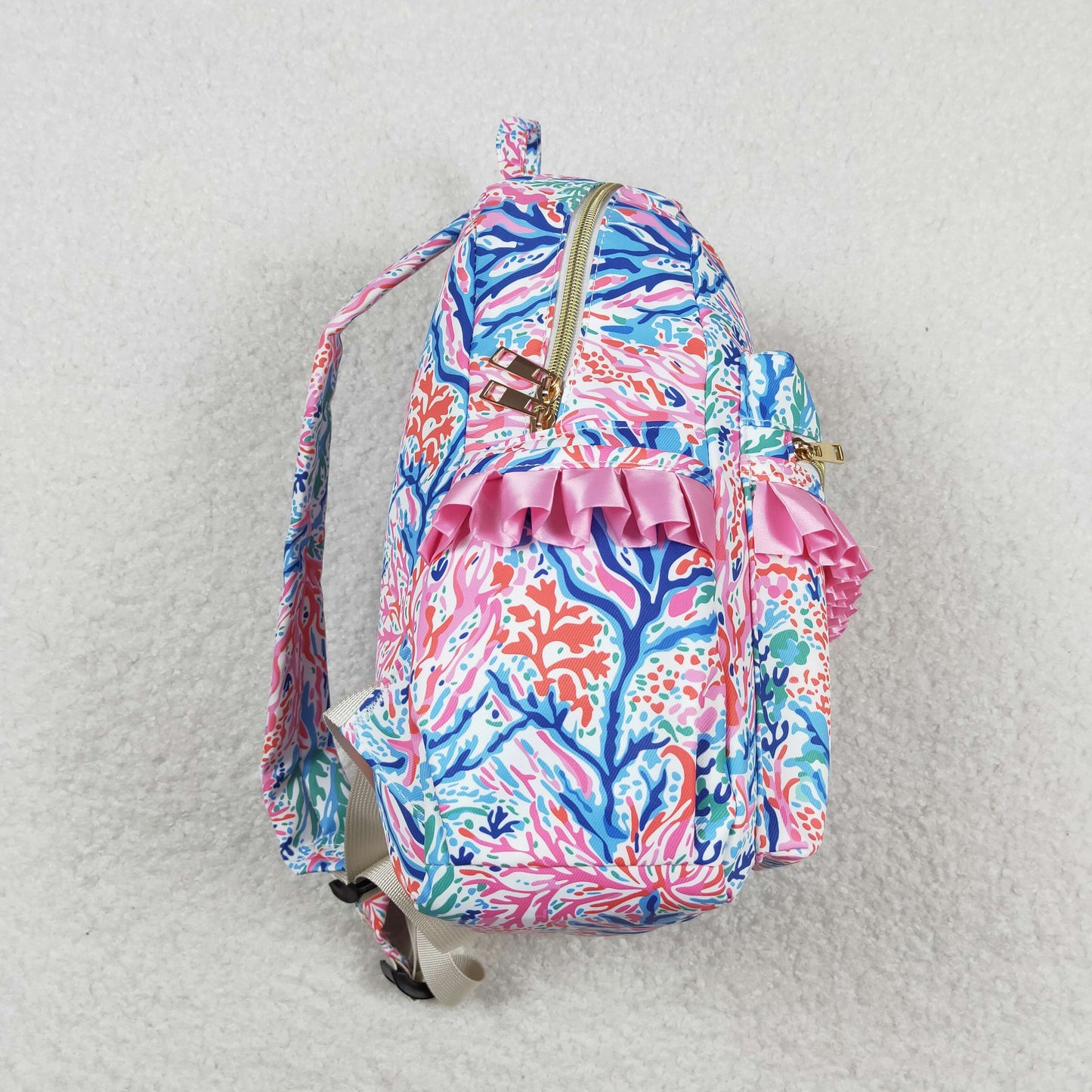 BA0185 Pink blue watercolor kids girls backpack 17*13.2*5 inches