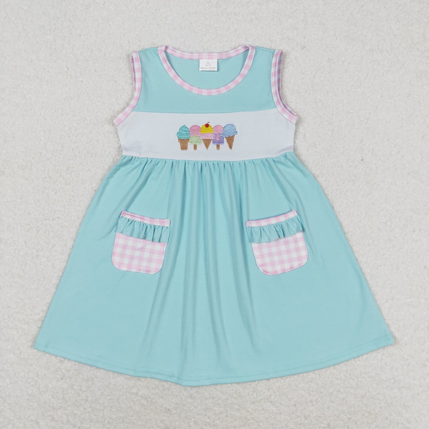 GSD0956 Girls Ice cream Dress Embroidery