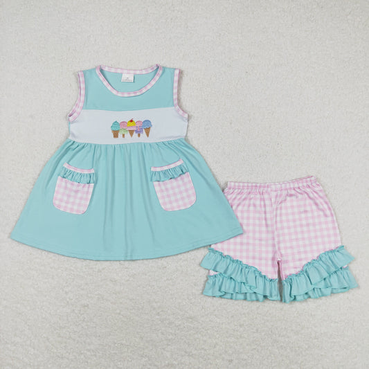 GSSO0826 Girls Ice Cream Outfits Embroidery