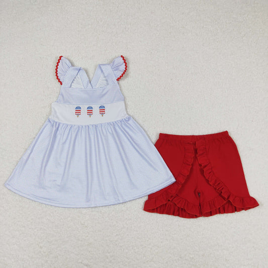 GSSO0798 Girls July 4th Popsicle Outfits embroidery