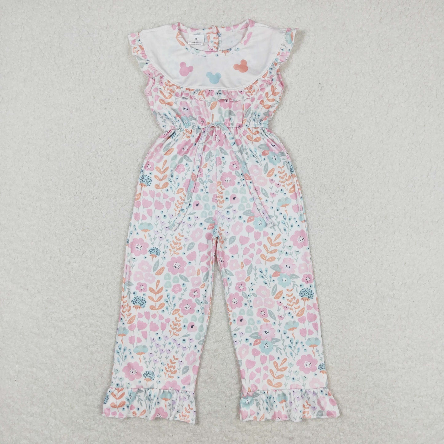 SR1139 Baby Girls Cartoon Floral Jumpsuit