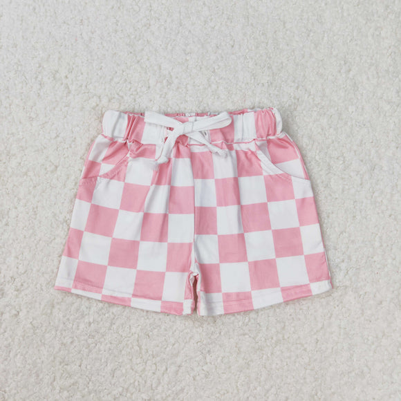 SS0258 pink plaid baby girls summer shorts