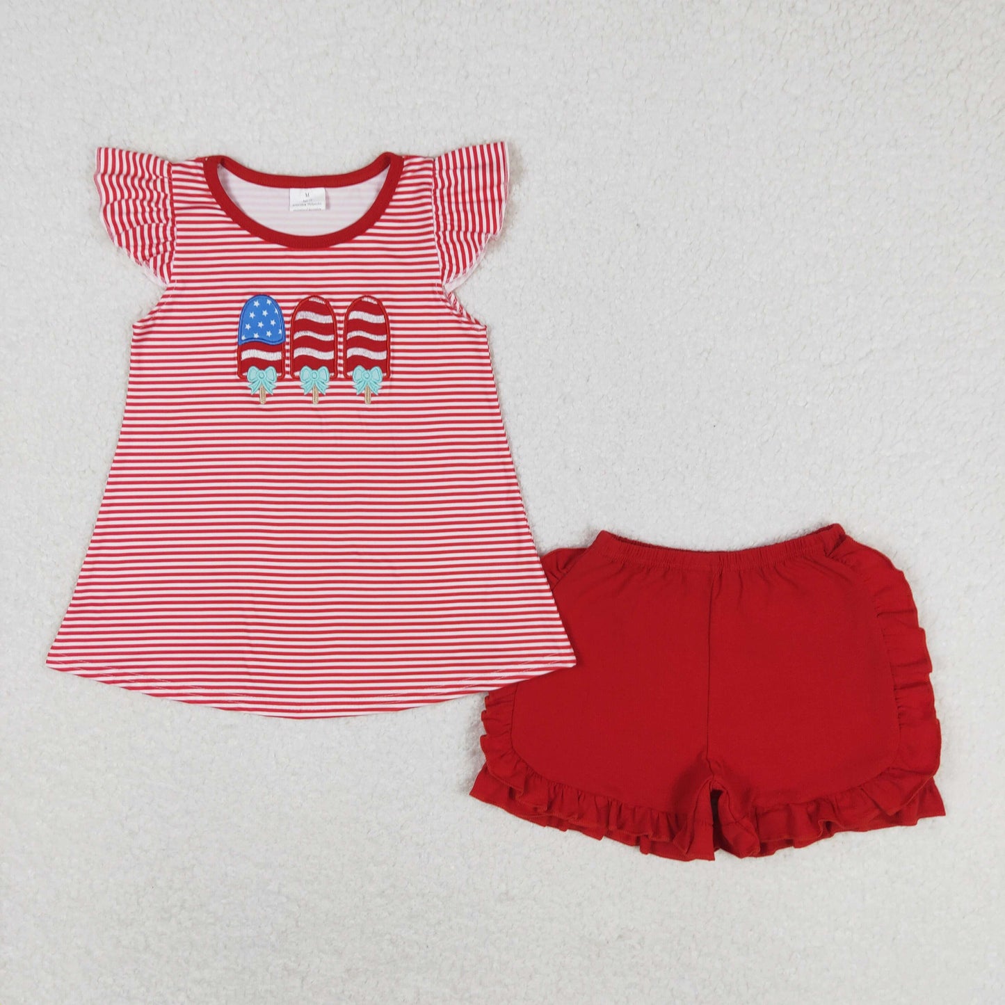 GSSO0759 Girls Red Popsicle Outfits embroidery