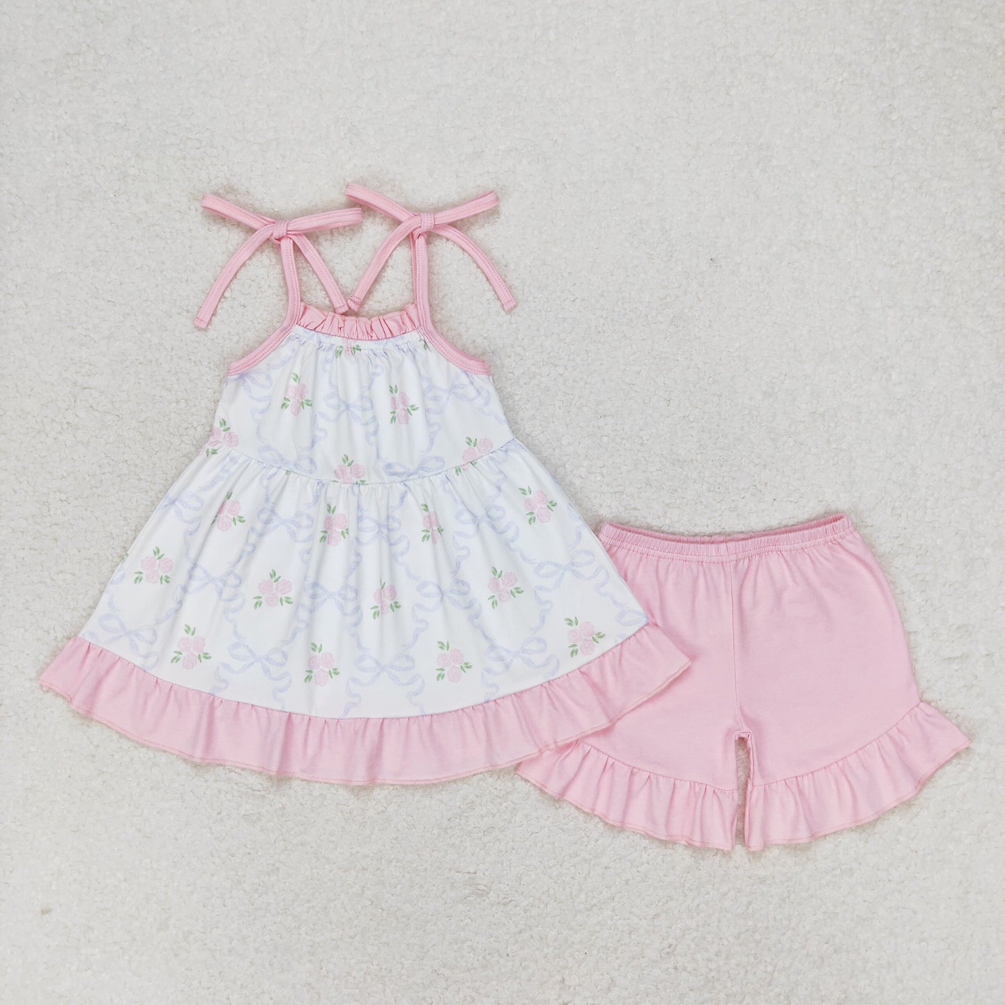 GSSO0725 Girls Pink Floral Outfits