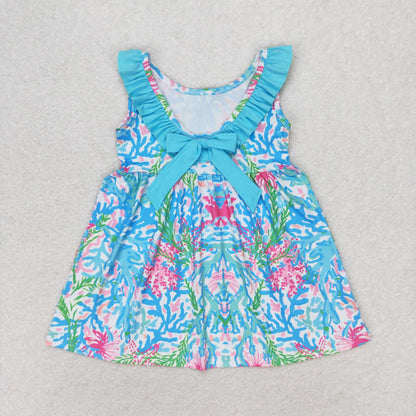 GSD1138 Sleeveless light blue watercolor girls summer dress