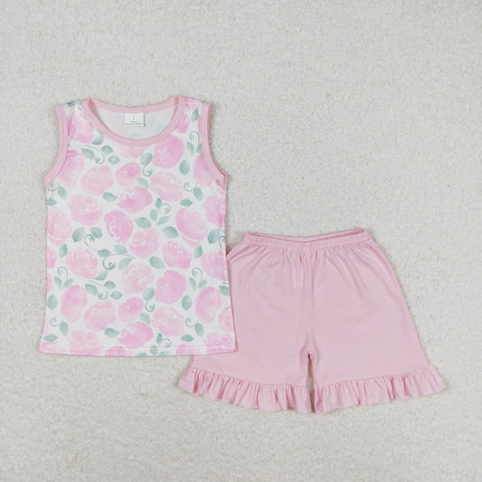 GSSO0975 Girls Pink Floral Outfits