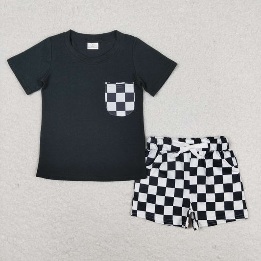 BSSO0852 Boys Black Checked Pajamas