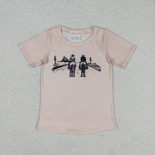 BT0554 Boys Cowboys T-shirt Milk silk