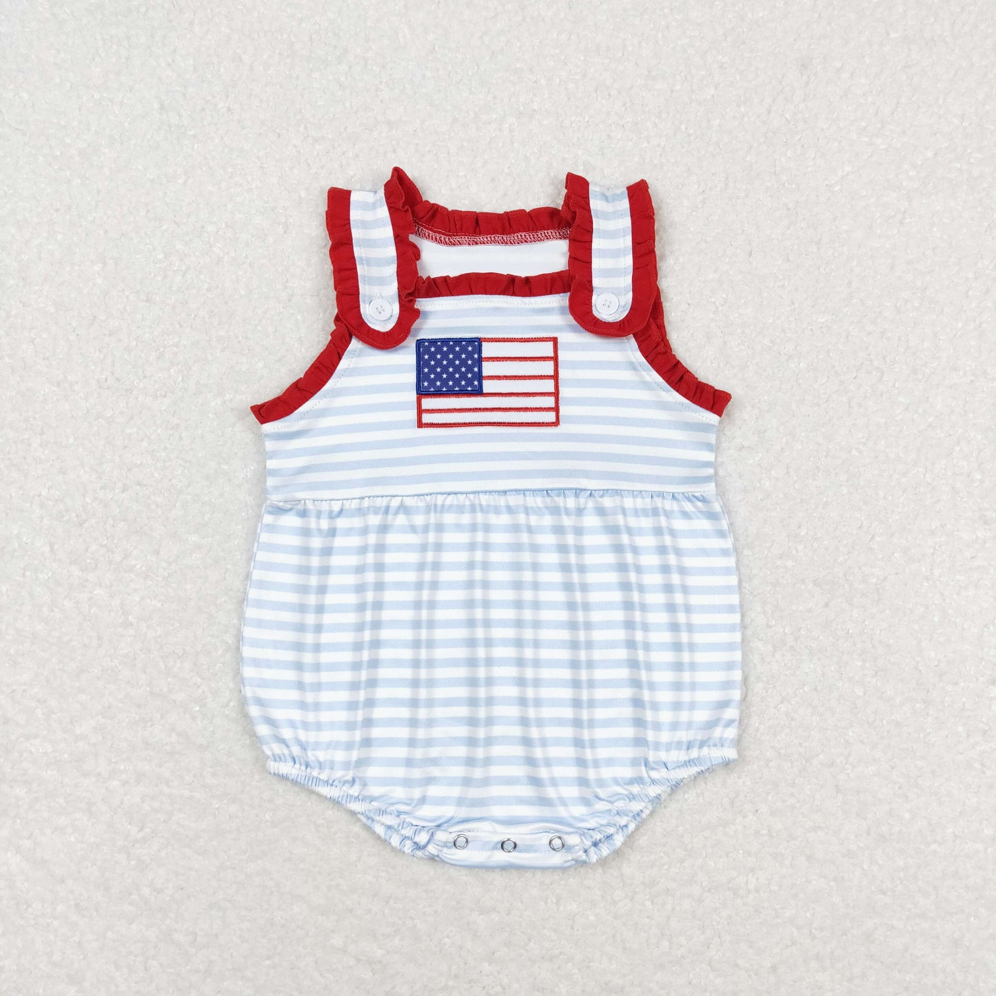 SR1210 Baby Girls USA Flag Bubble Embroidery