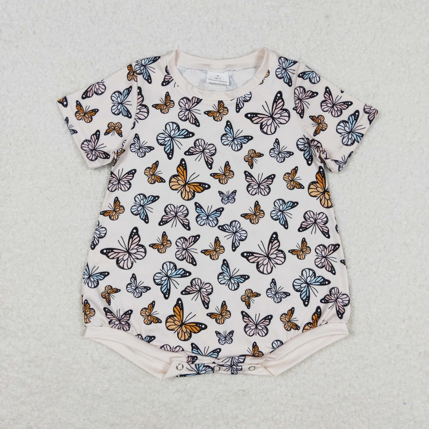 SR1558 Short sleeves butterfly baby girls romper