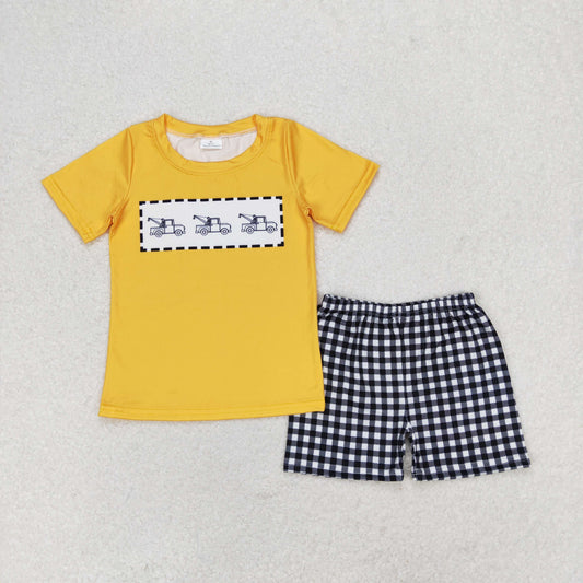 BSSO0820 Constructions top plaid shorts boys summer outfits