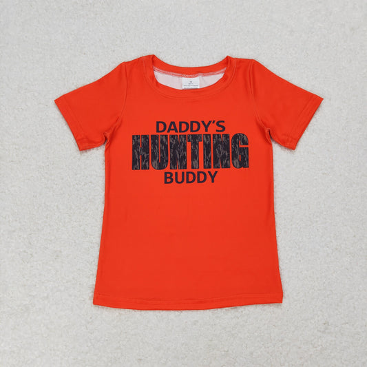 BT0672 Short sleeves orange daddy's hunting buddy boys shirt