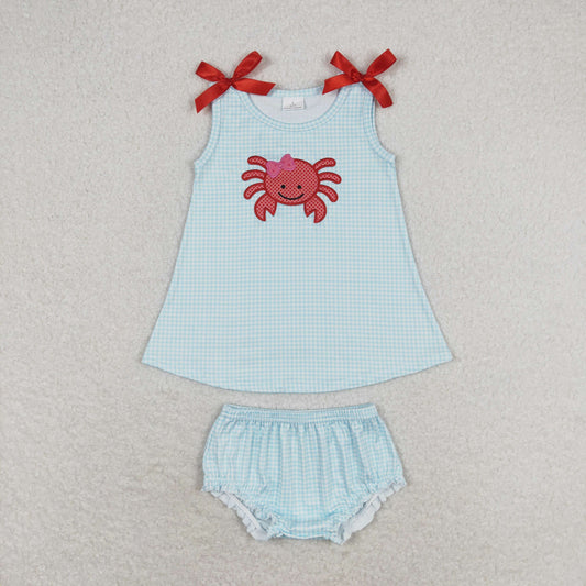 GBO0267 Girls crab Bummies Set Embroidery