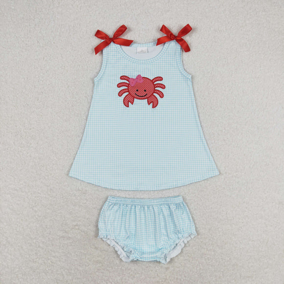 GBO0267 Girls crab Bummies Set Embroidery