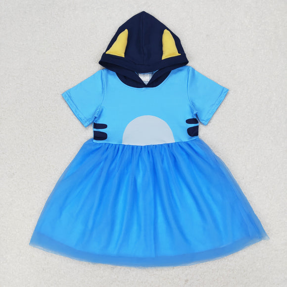 GSD0997 Girls Blue Hooded Dress