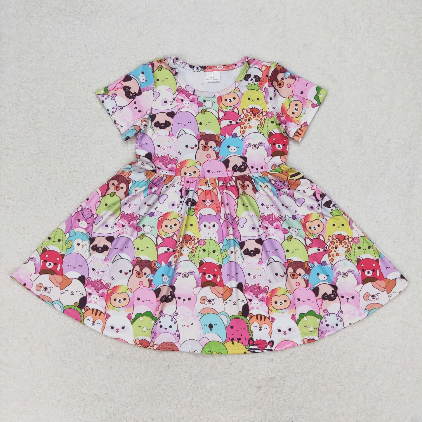 GSD1193 Short sleeves animals kids girls summer dresses