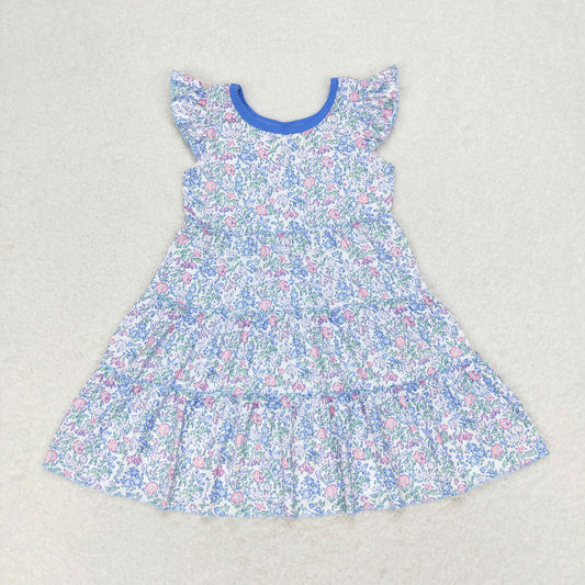 GSD1043 Girls Blue Floral Dress