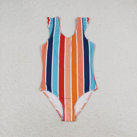 S0341 Girls Stripe Bathing Suit 1pcs