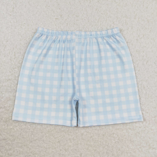 SS0353 BlUE plaid pockets kids boys summer shorts