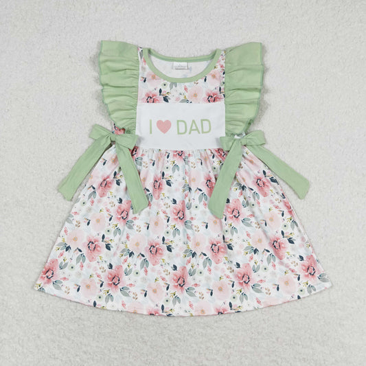 GSD1182 Sleeveless I love DAD mint floral girls dresses