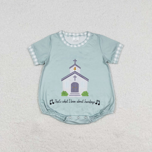 SR1530 Short sleeves cross church baby kids romper