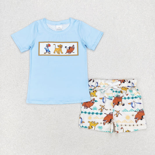 BSSO0882 Short sleeves lion top shorts kids boys clothing