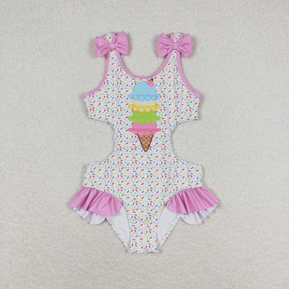 S0178 Girls Ice Cream Bathing Suit 1pcs