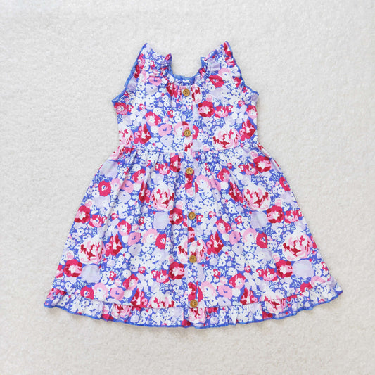 GSD0977 Girls purple Floral Dres