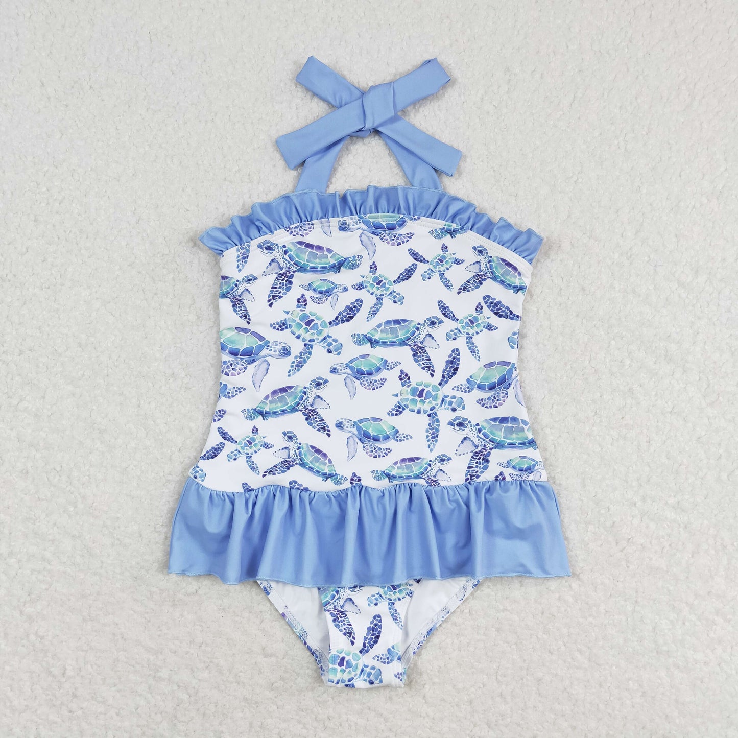 S0430 Turtle halter one piece girls summer swimsuit