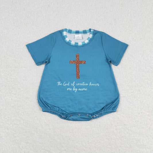 SR1529 Short sleeves cross baby boys romper