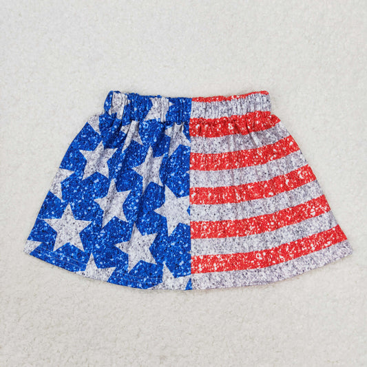 GLK0024 Stars stripe kids girls 4th of july skirt