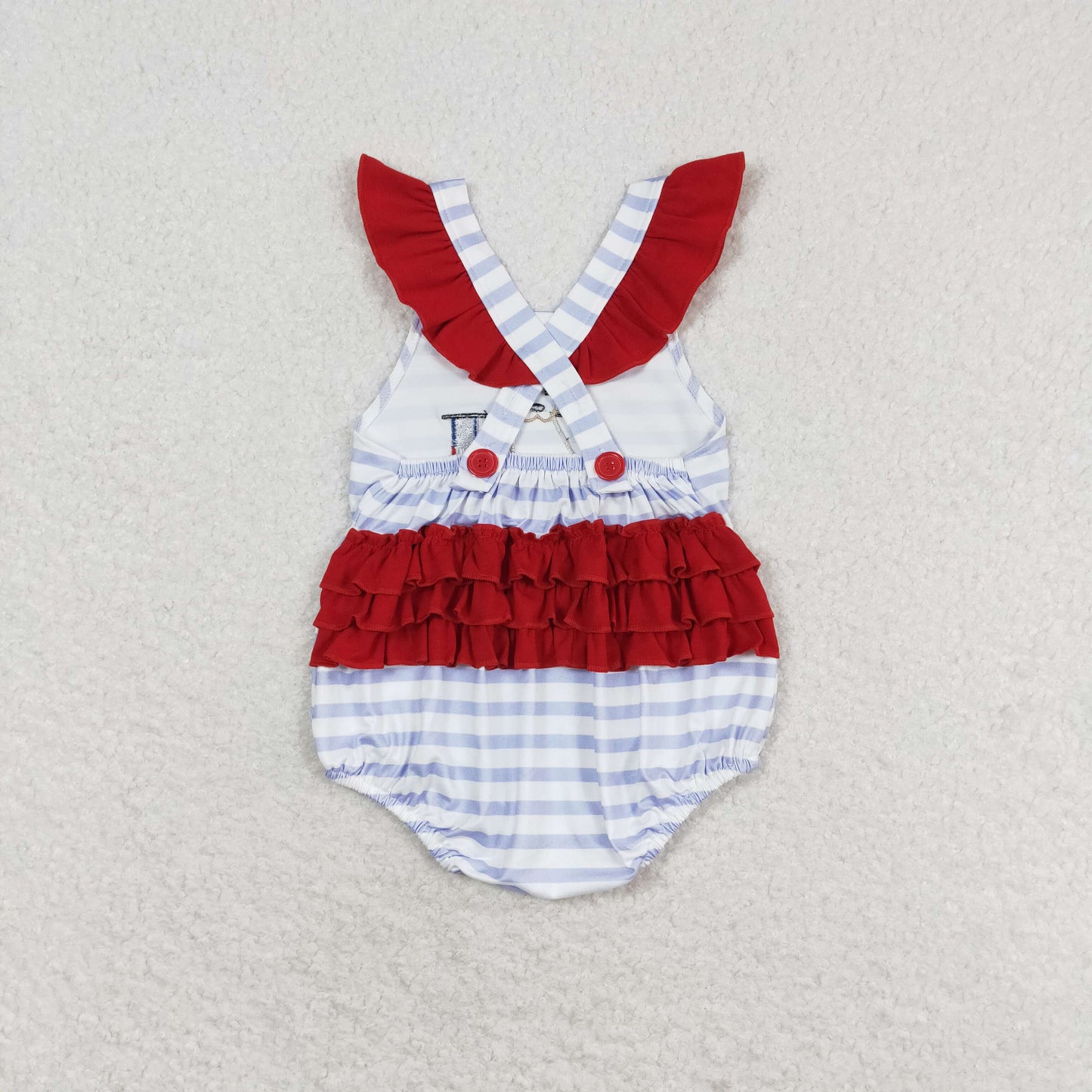 SR1081 Baby Girls Dog Flag Rompers Embroidery