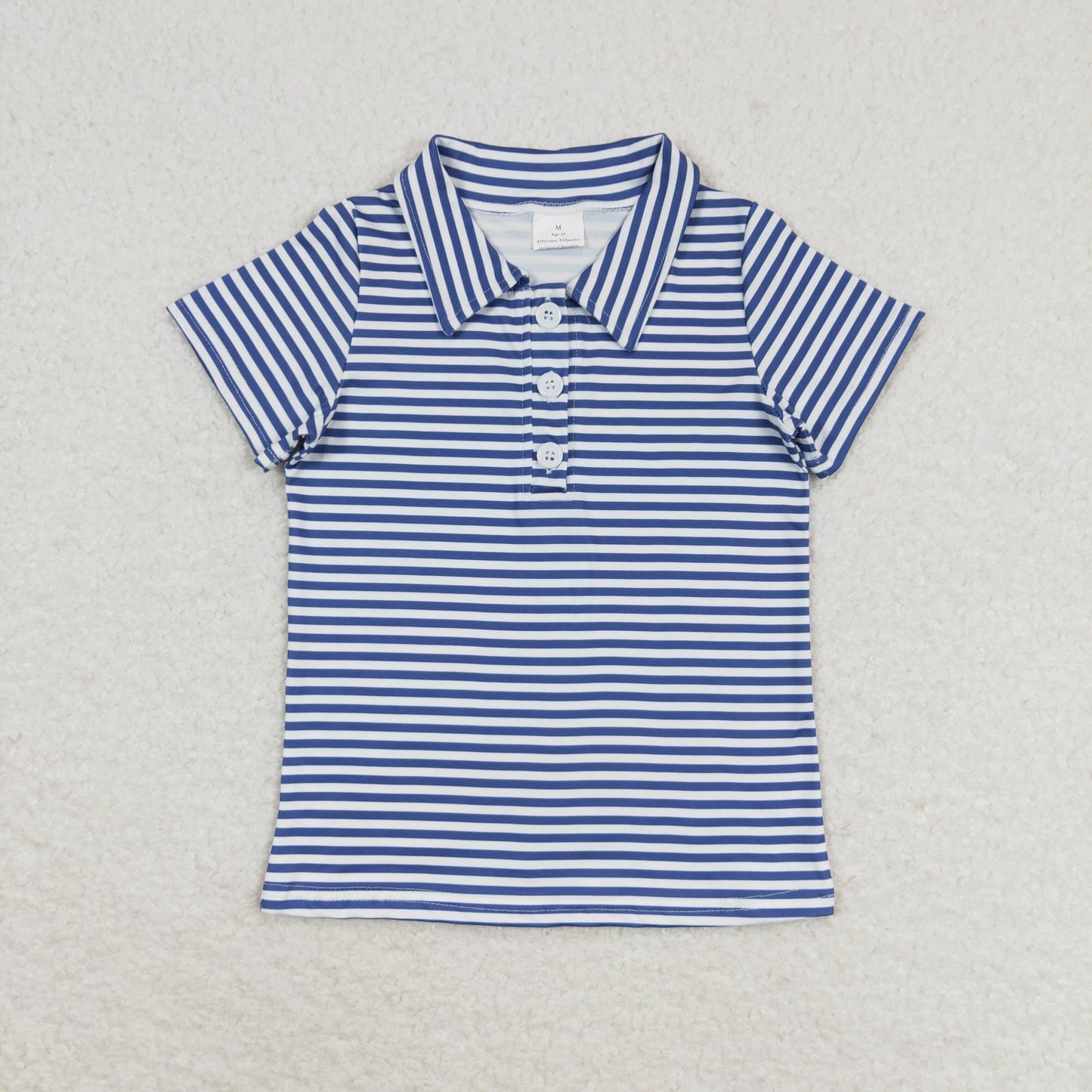 BT0654 Short sleeves blue stripe kids boys polo shirt