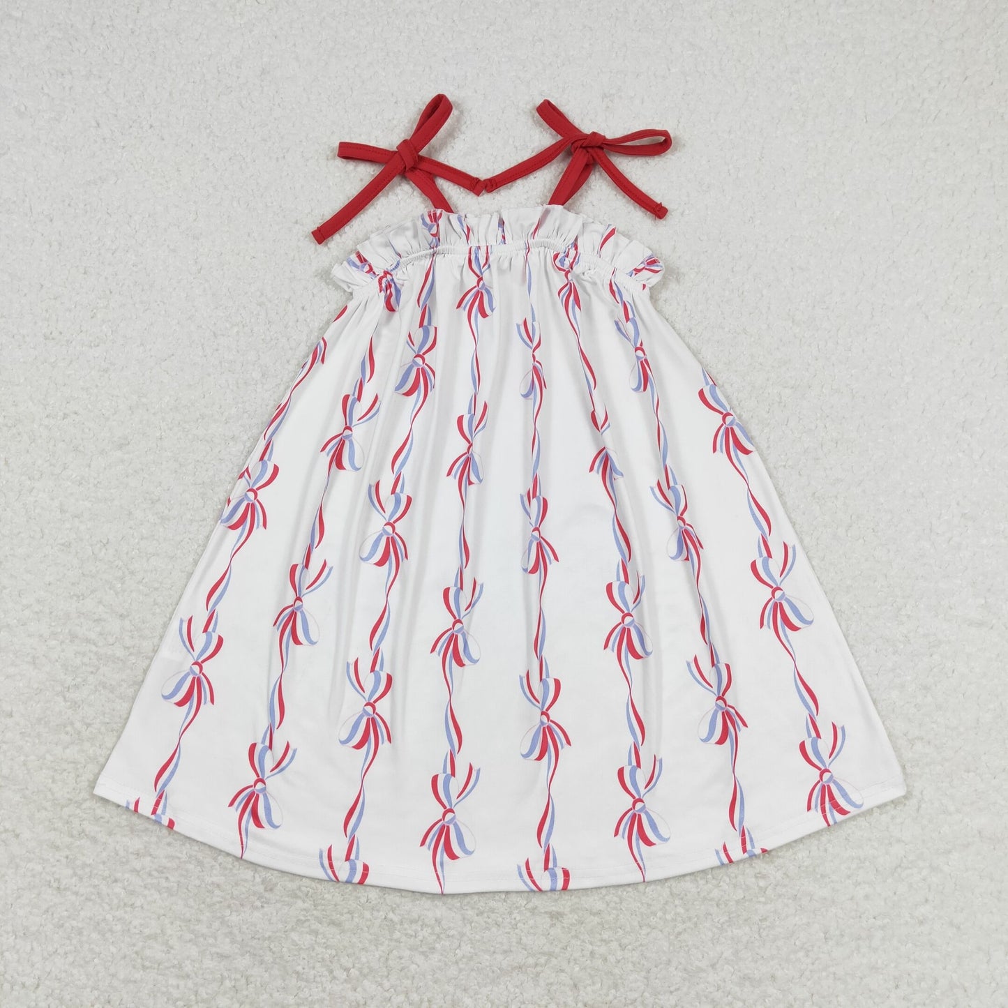 GSD1274 Red blue bow baby girls 4th of july dresses